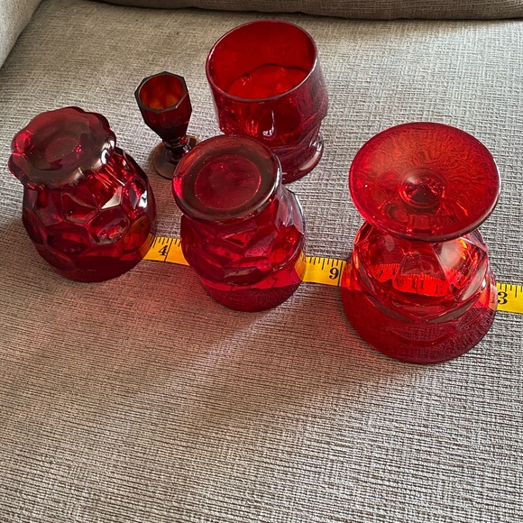 4 Vintage Ruby Red Glasses - 2 Georgian, 1 Imperial Provincial, 1 Fostoria Argus - Picture 7 of 9